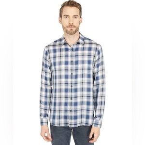 Vince Sz Lg Twill Multi Plaid Long Sleeve Coastal Plaid